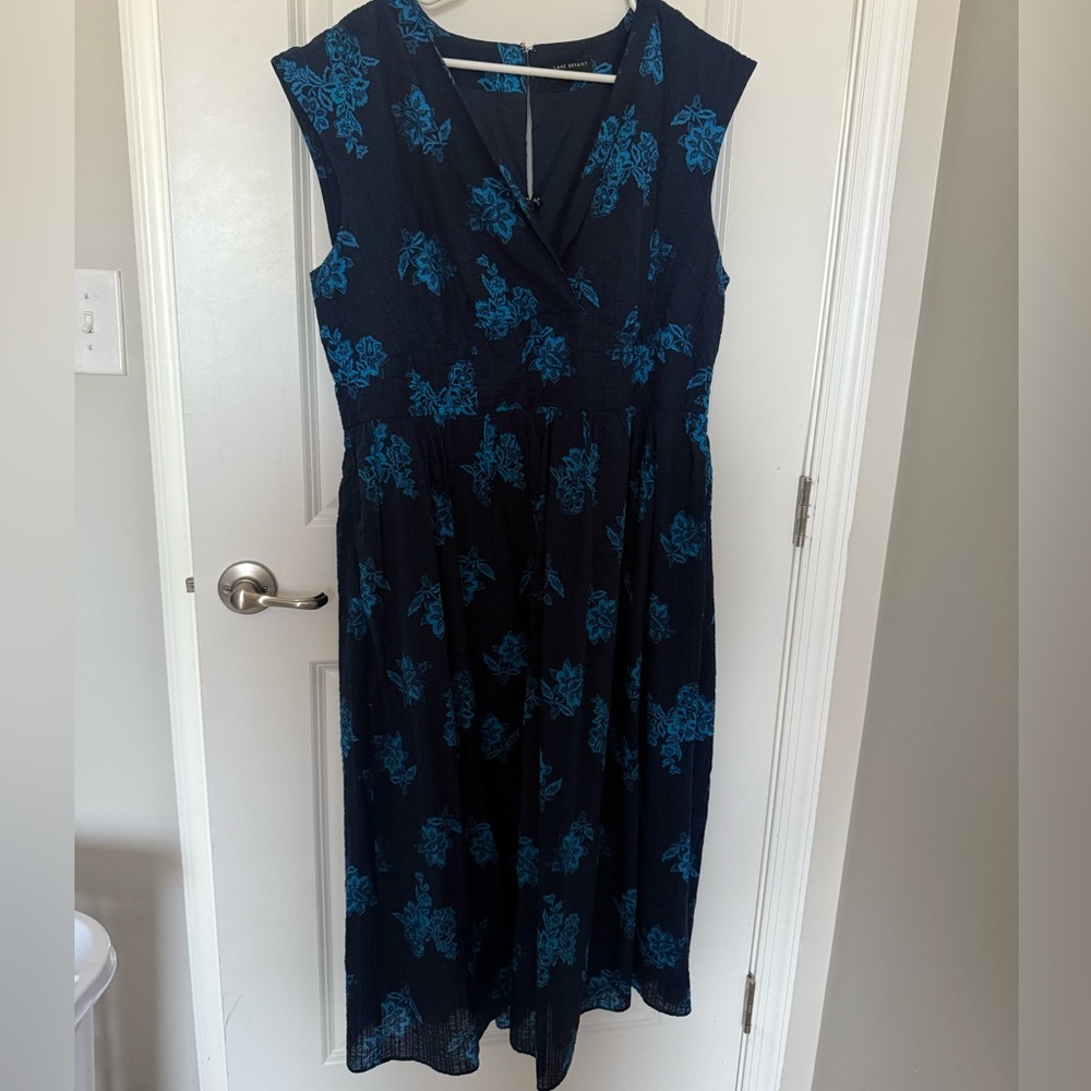 Lane Bryant Navy and Teal Floral Midi Dress